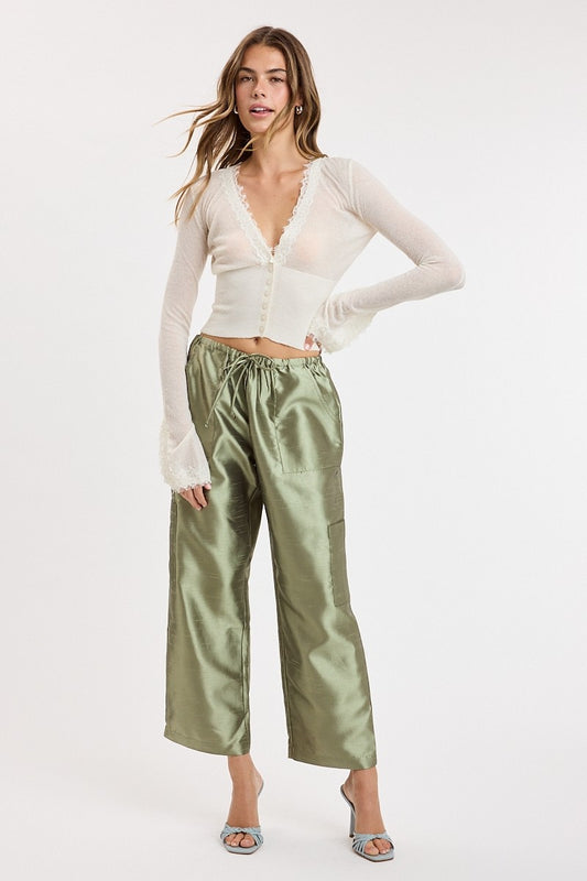 taffeta textured pants