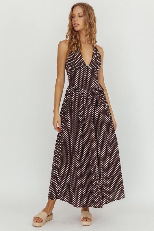 fall dots maxi dress