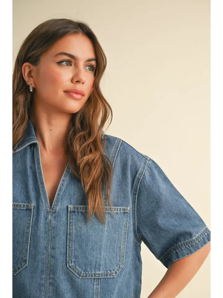 pocket front denim shirt
