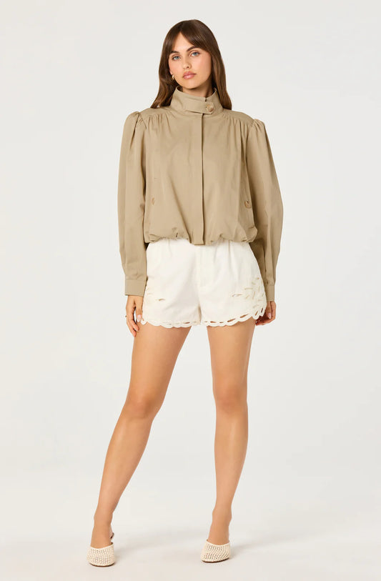 estero gathered sleeve bomber jacket