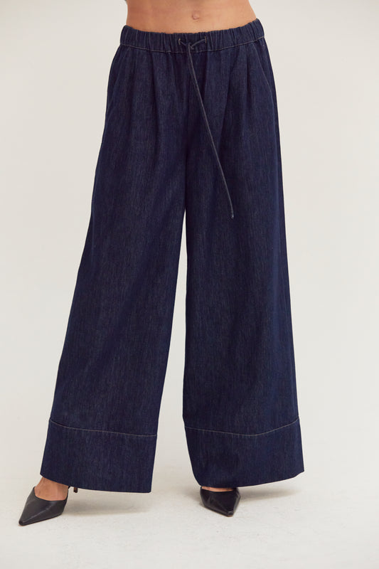 bella chambray wide leg pants