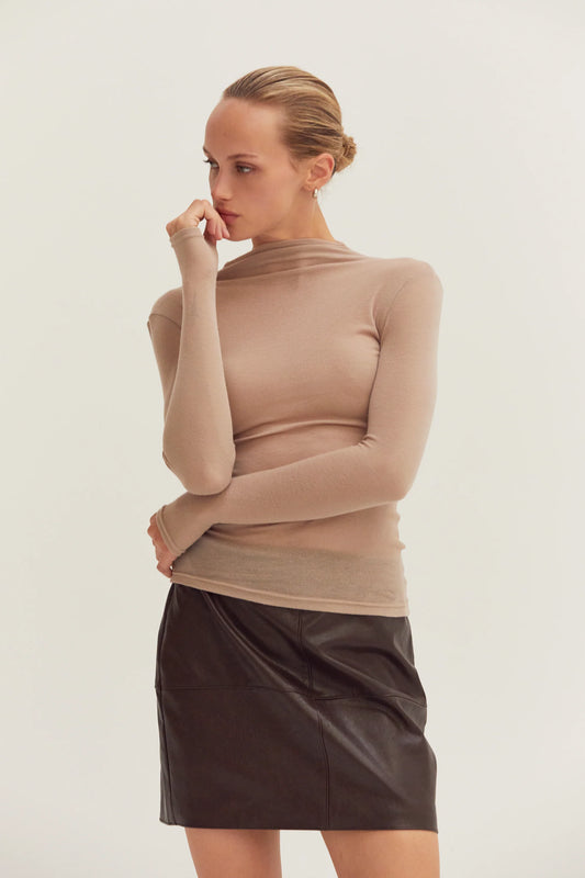 sheer mock neck top