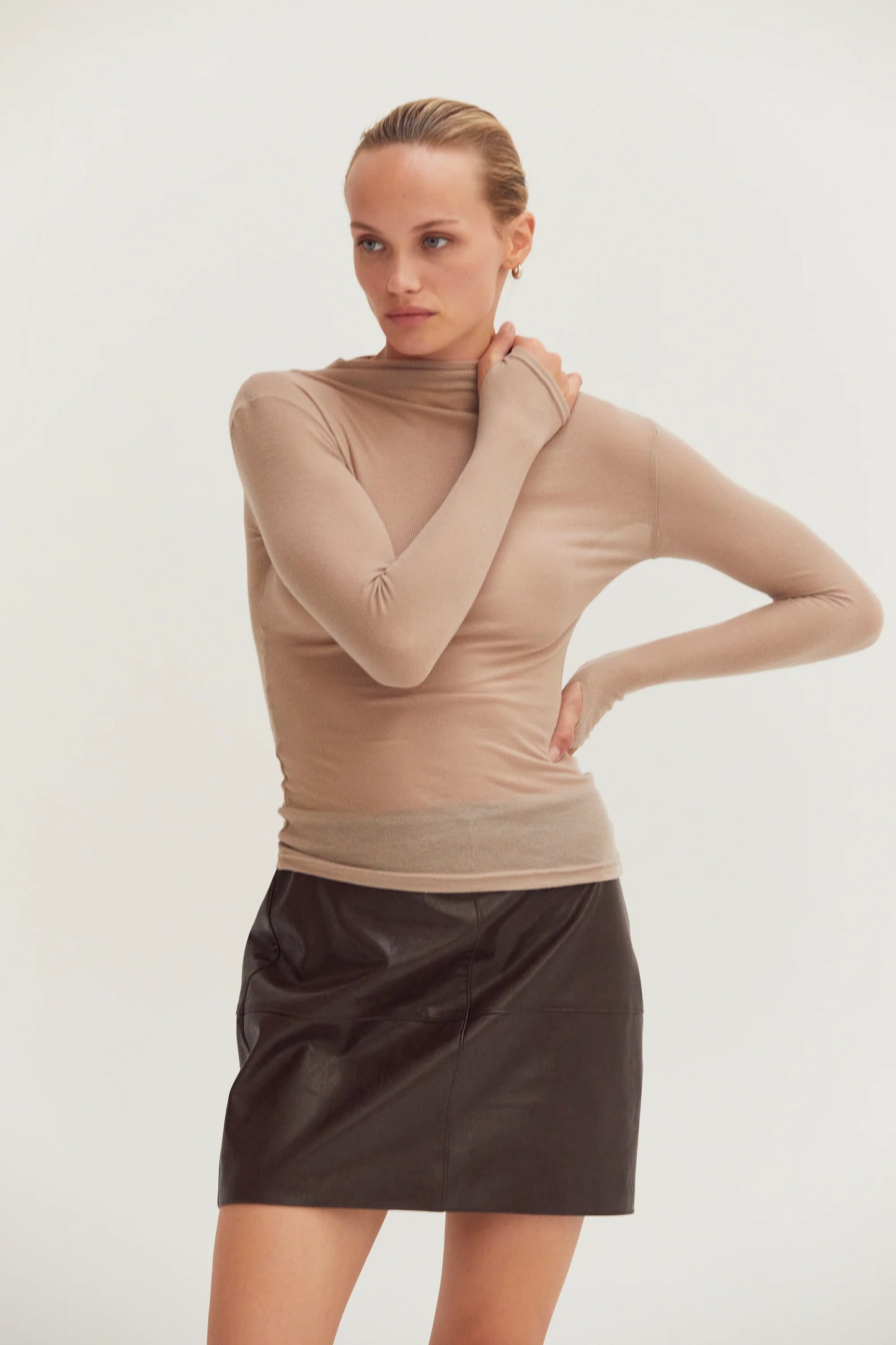 sheer mock neck top