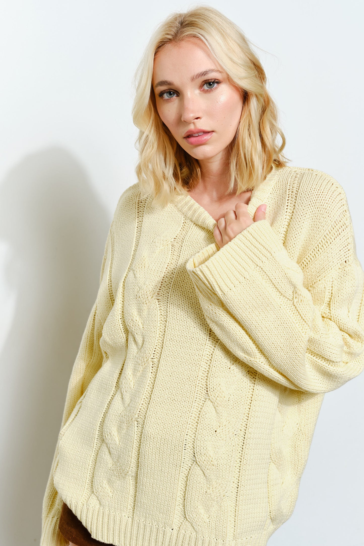 prudence cable knit sweater