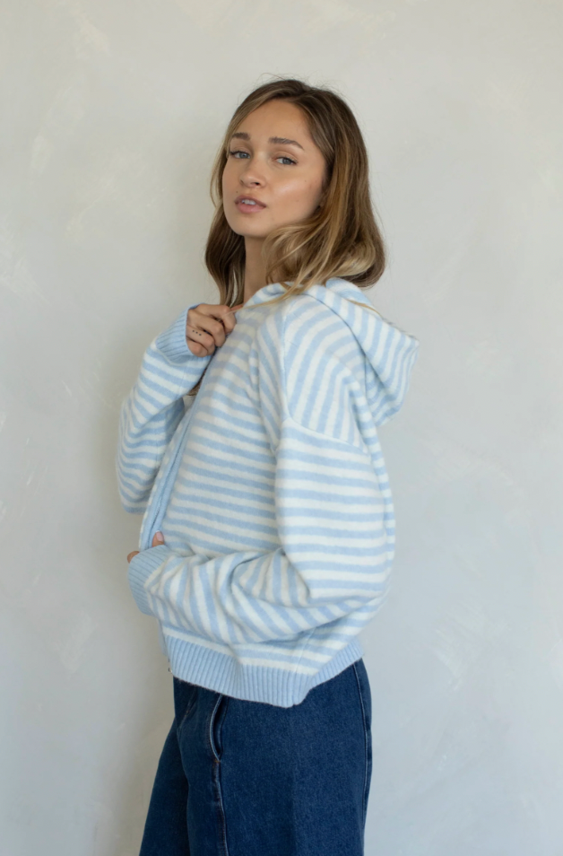 knit stripe hoodie