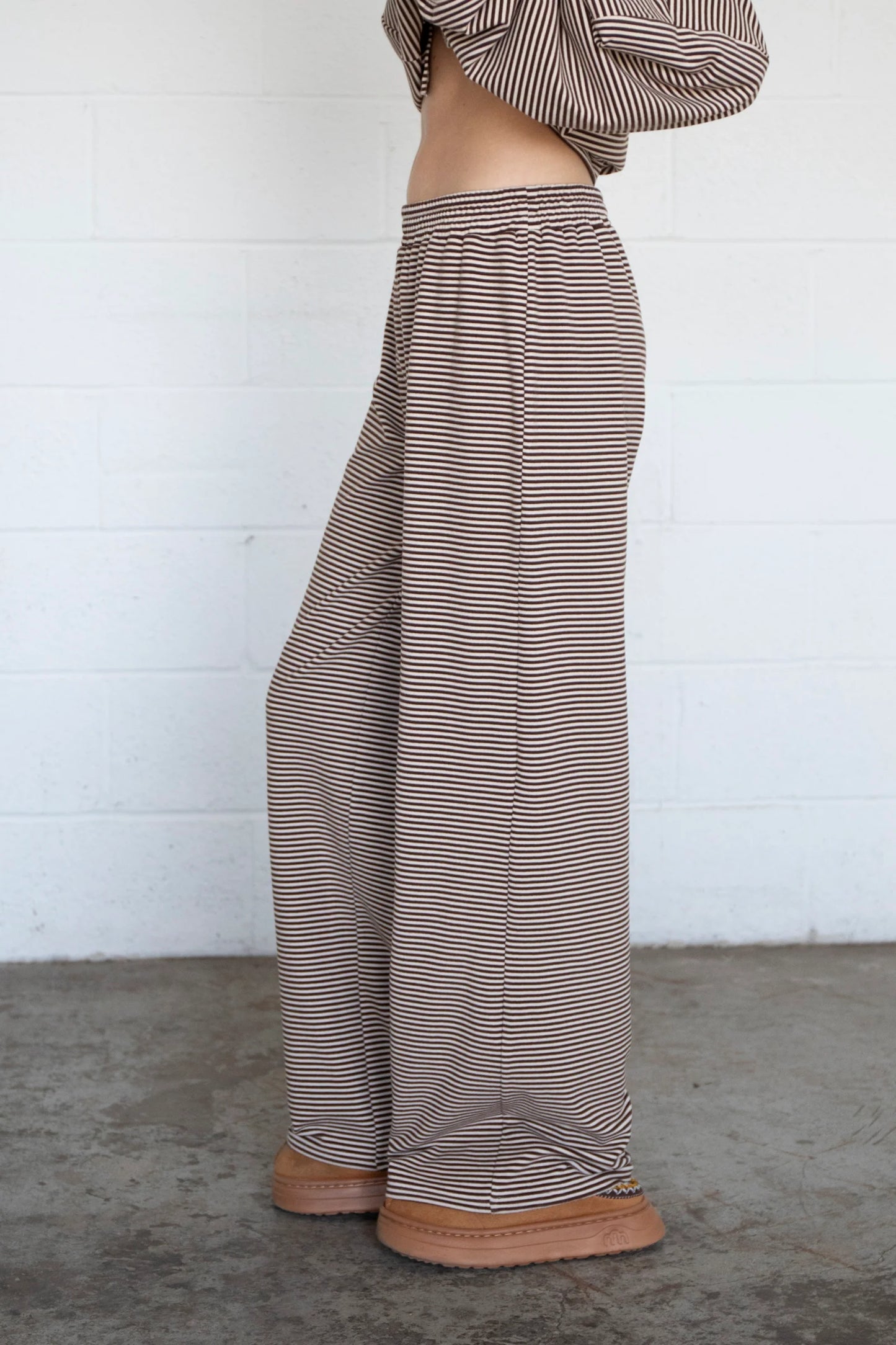stripe fleece pants