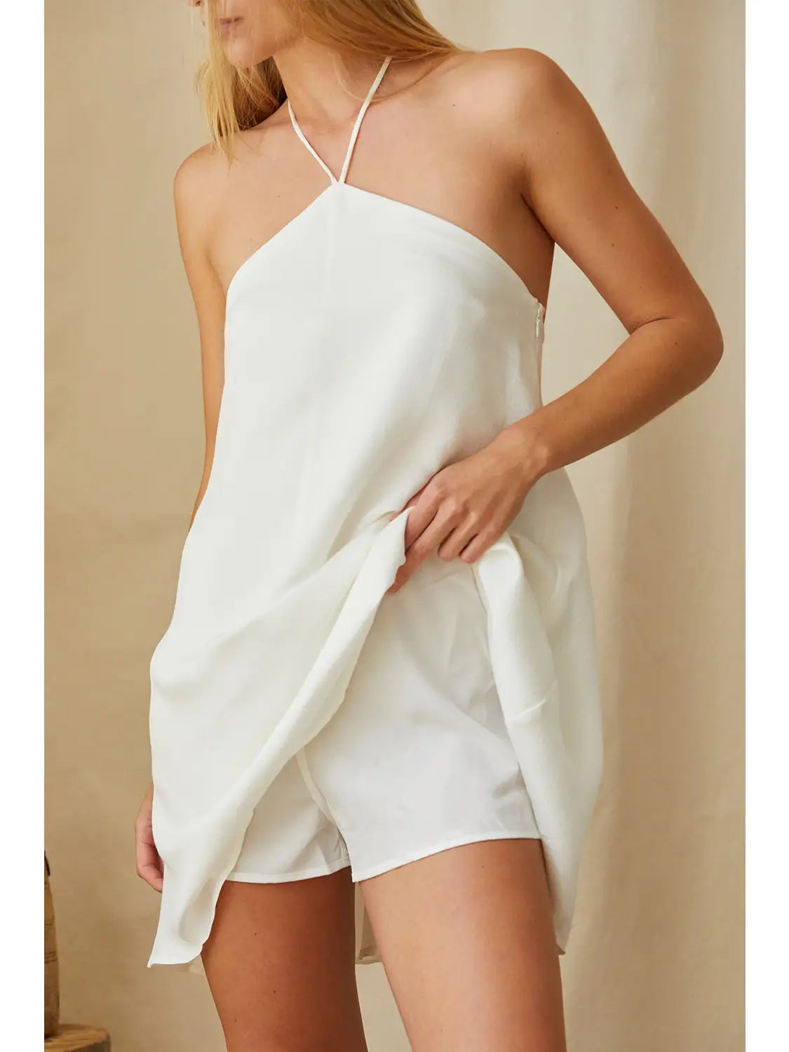 layne halter mini dress/romper