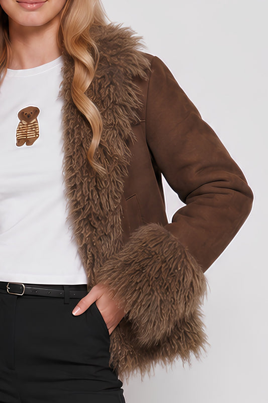 donatella fur trim jacket