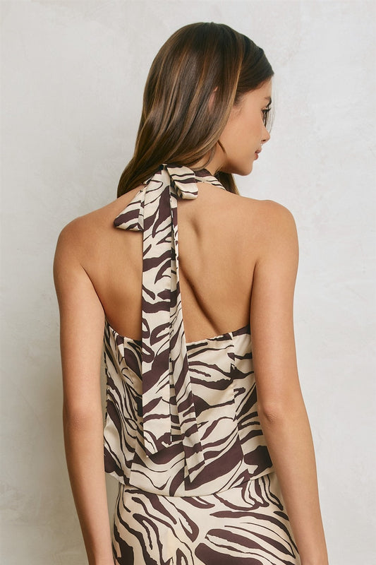 zebra print halter top