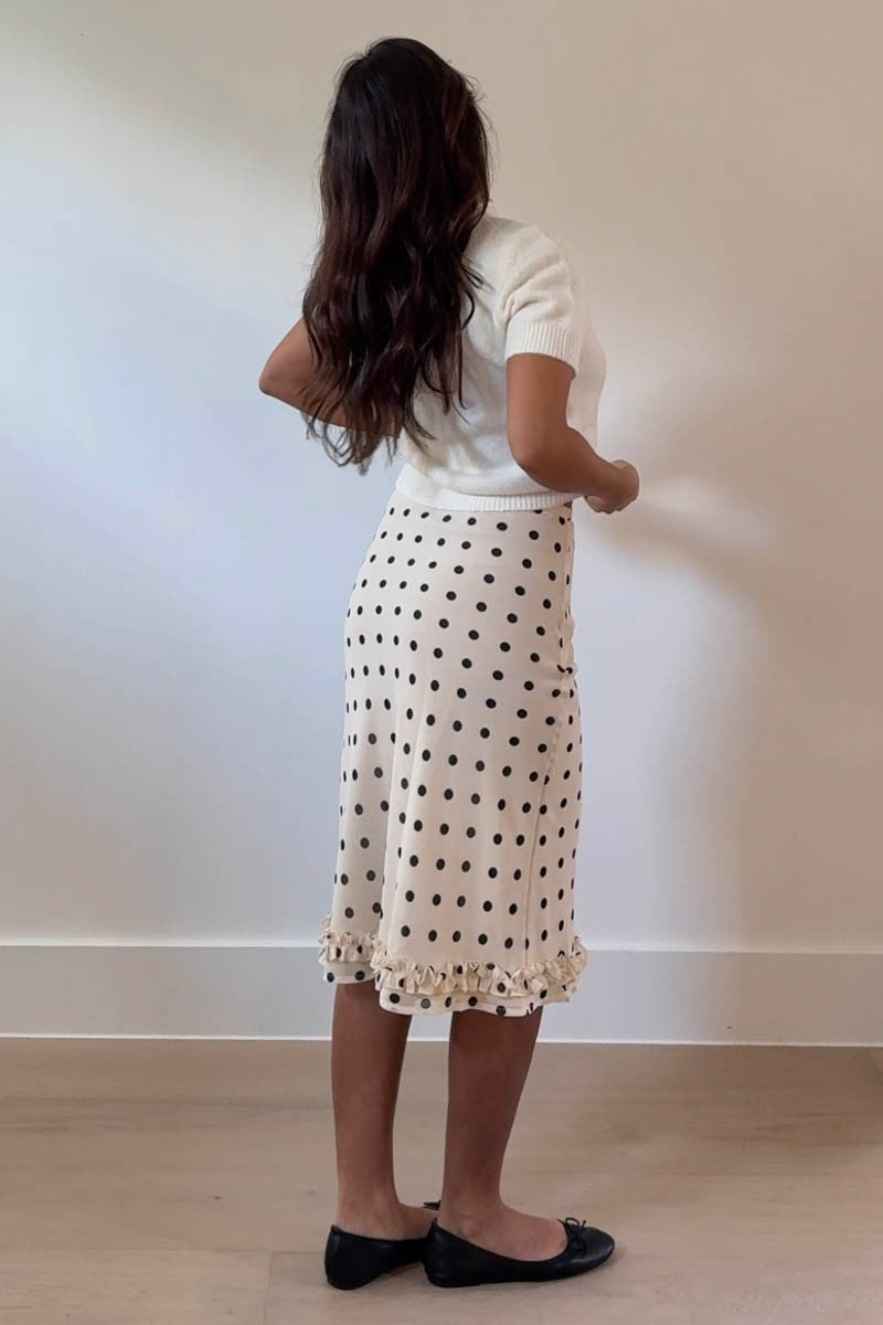 flirty dots midi skirt
