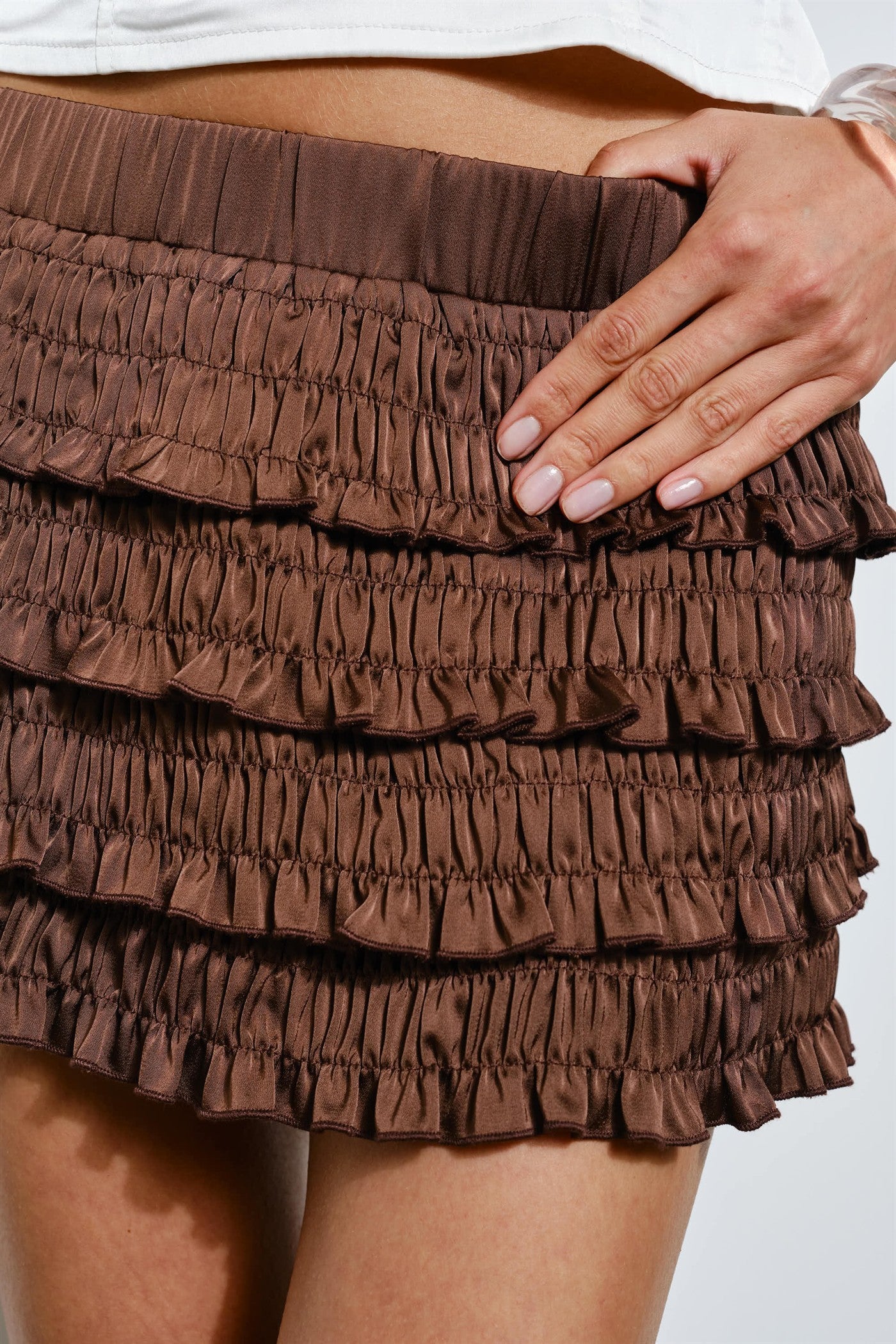 cheyenne ruffle mini skort