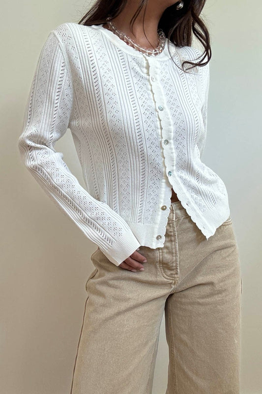 sally pointelle knit cardigan