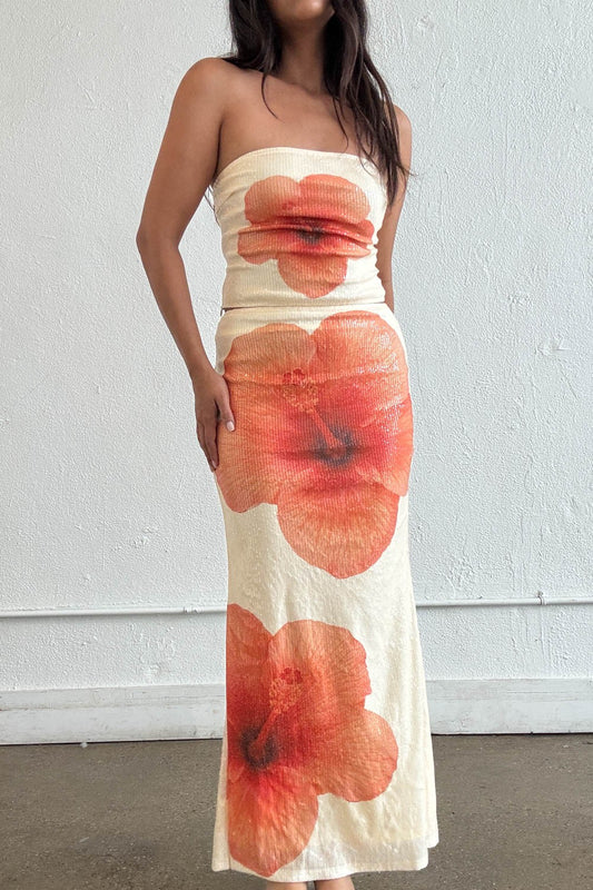 floral sequin maxi skirt
