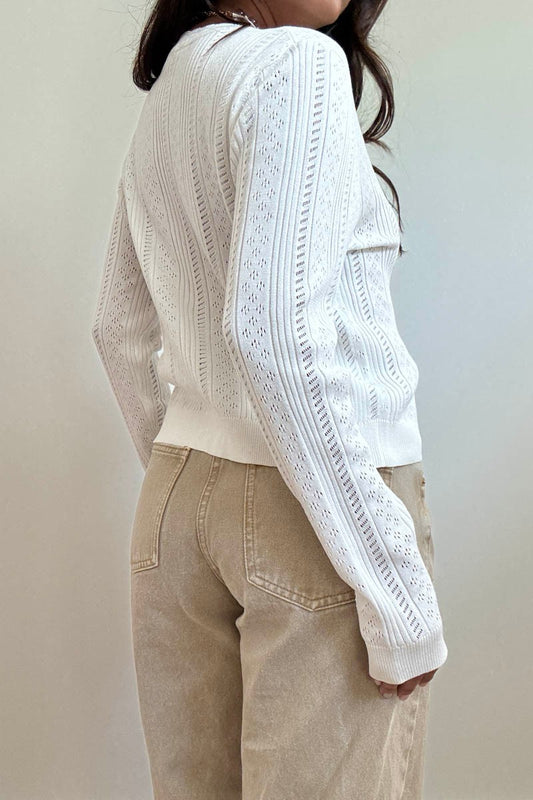 sally pointelle knit cardigan