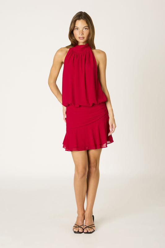 crimson flame mini dress