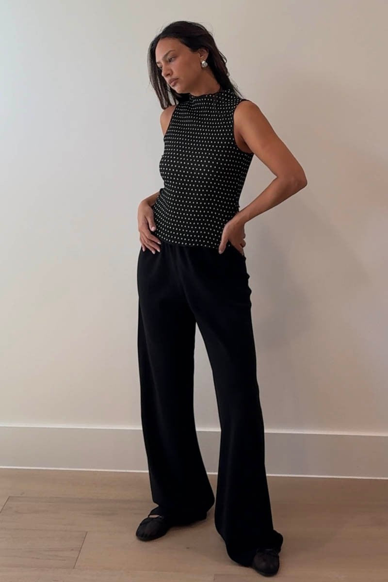 polka dot plisse top