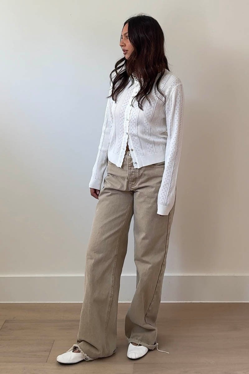 sally pointelle knit cardigan