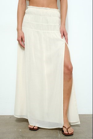 smocked waist maxi skirt