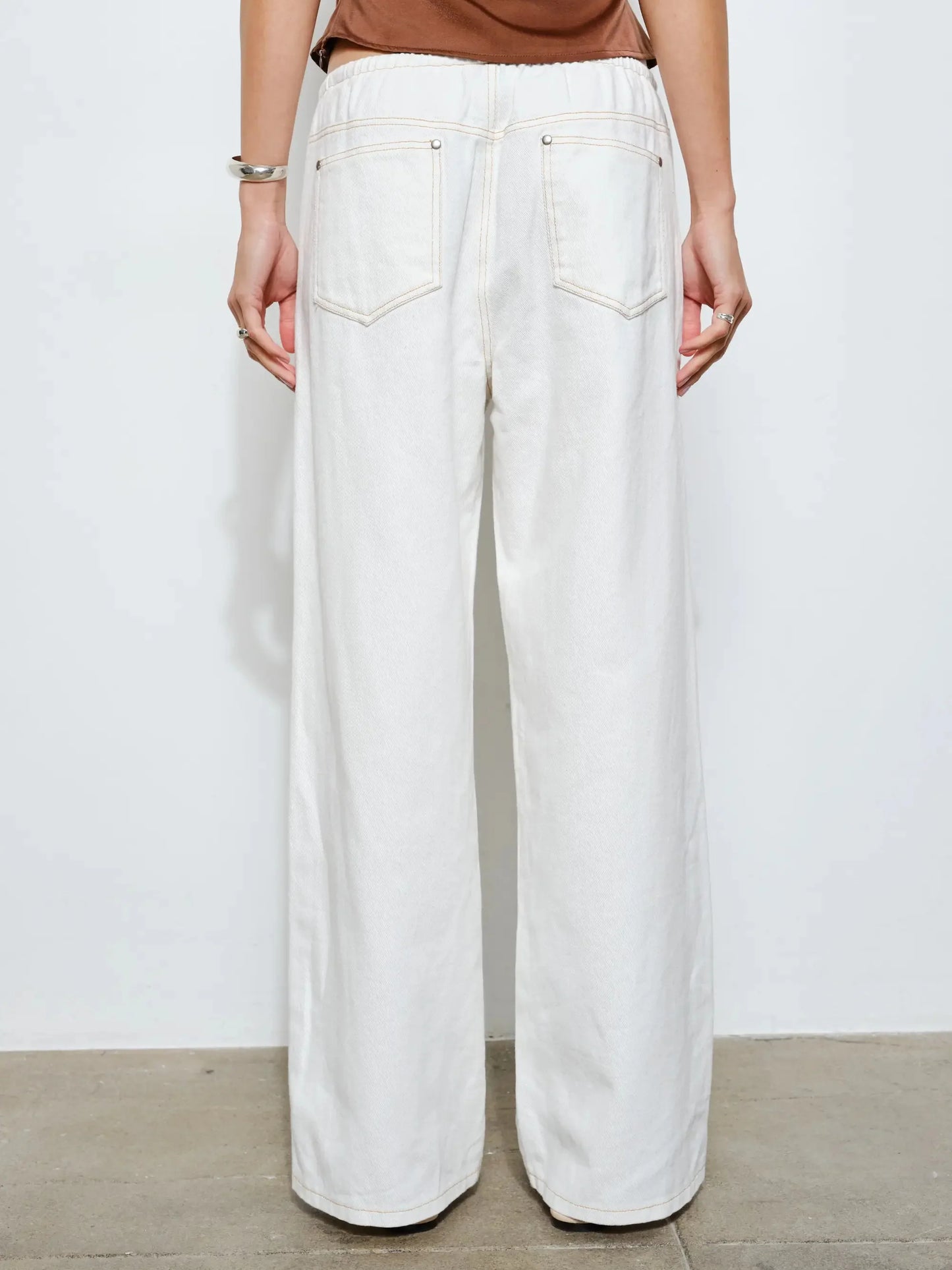 studded drawstring jeans