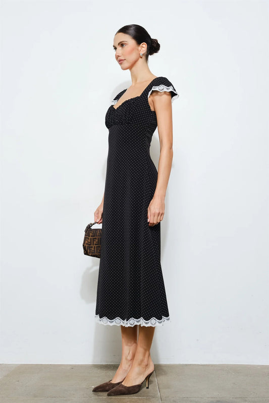 marceline polka midi dress