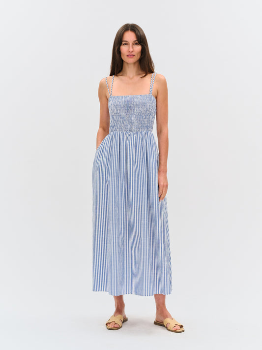poplin stripe maxi dress