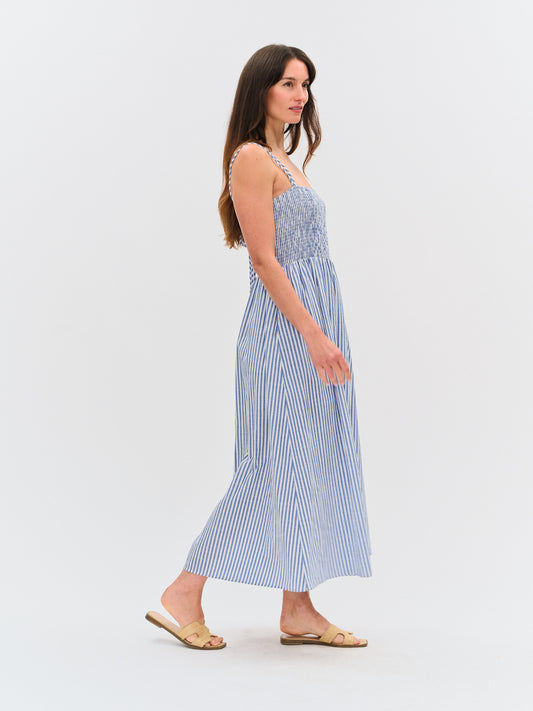 poplin stripe maxi dress