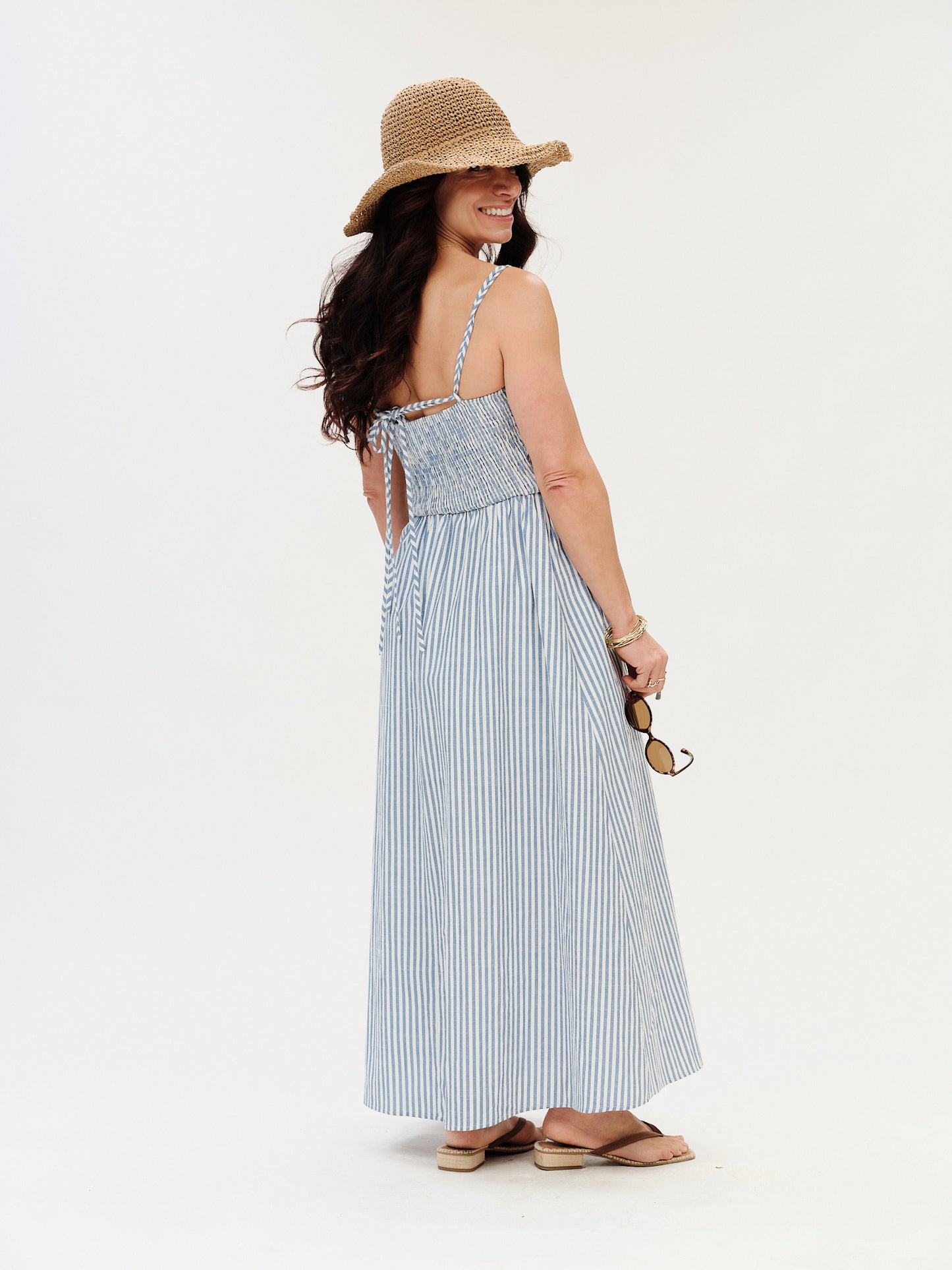 poplin stripe maxi dress