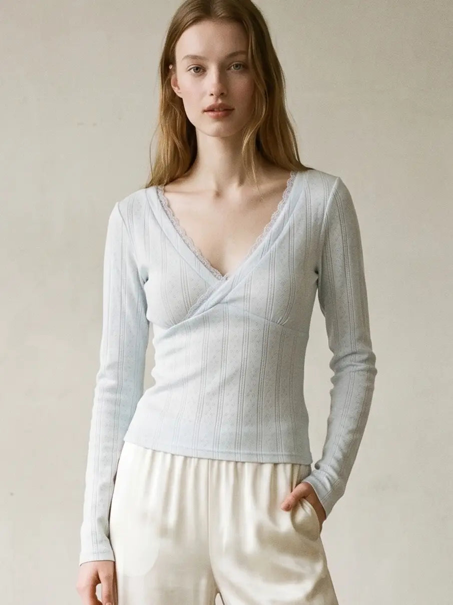 pointelle lace top