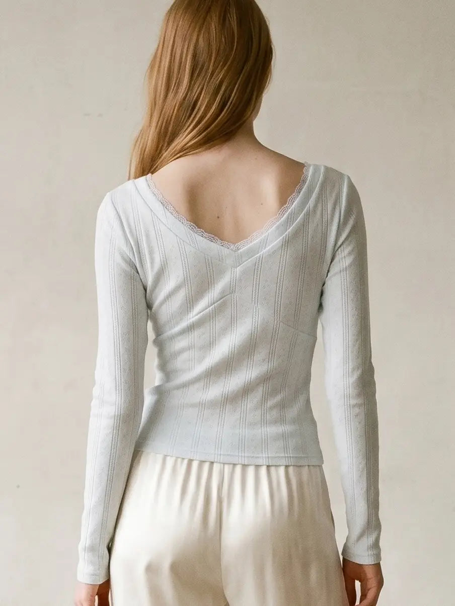 pointelle lace top
