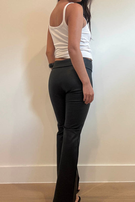low rise faux leather pants
