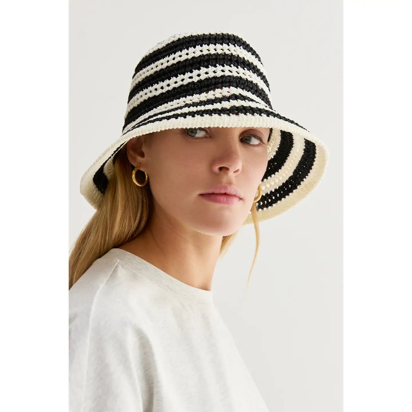 stripe weaved hat