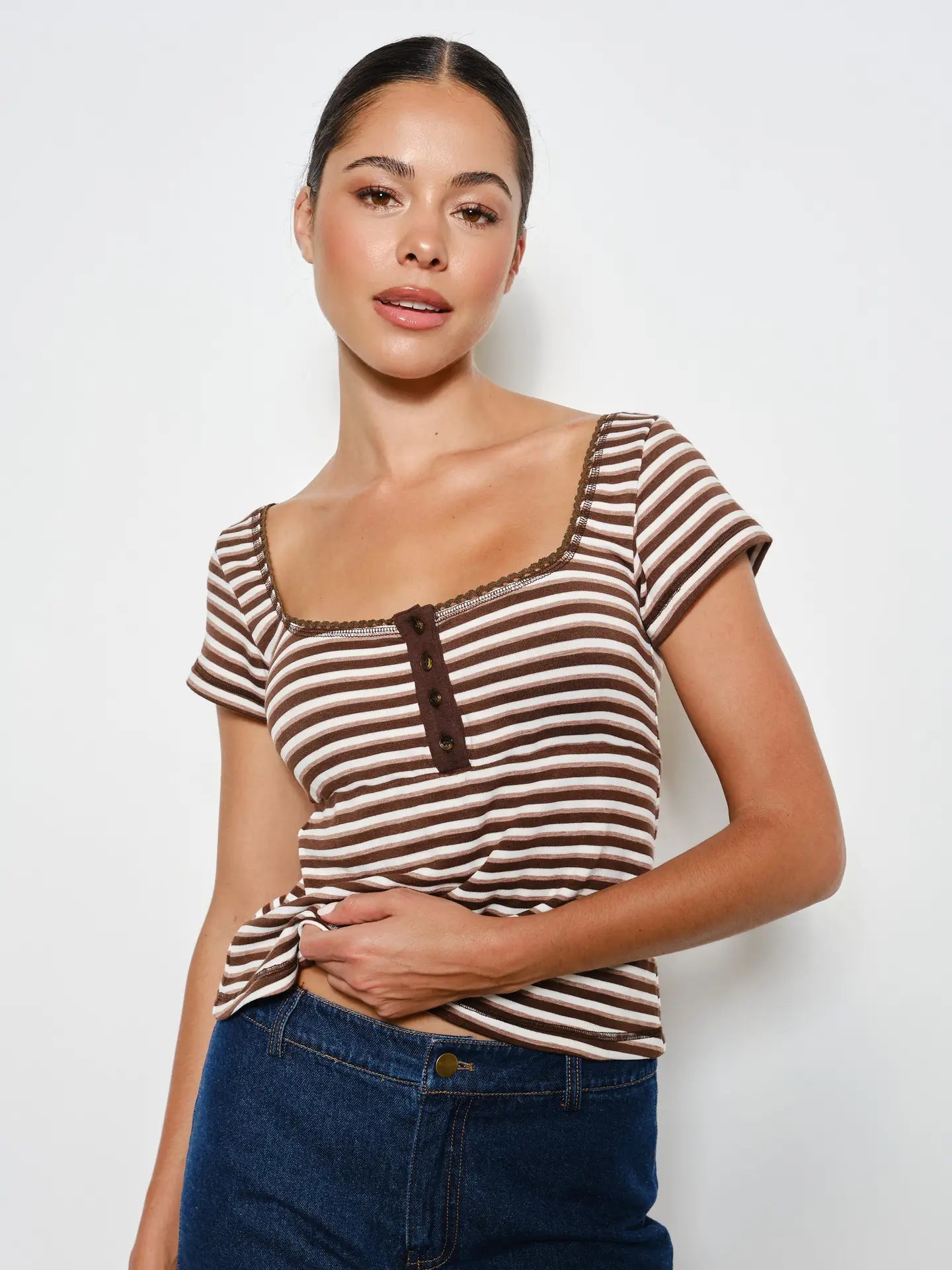 stripe babydoll top
