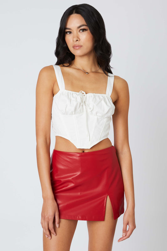 faux leather mini skort