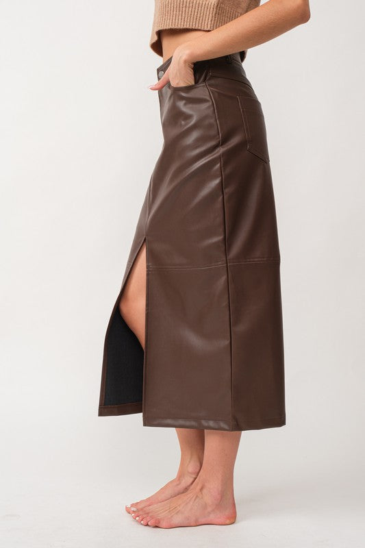 lilliana faux leather maxi skirt