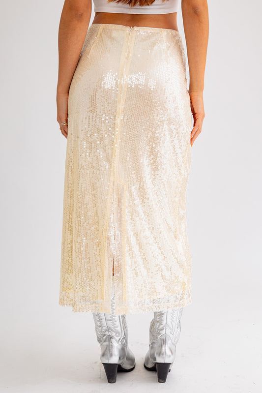 sequin midi skirt