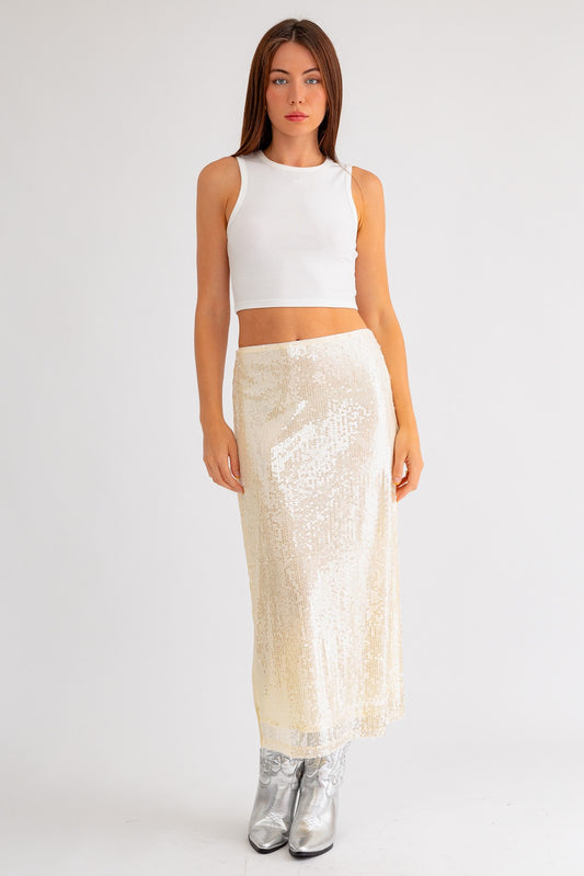 sequin midi skirt