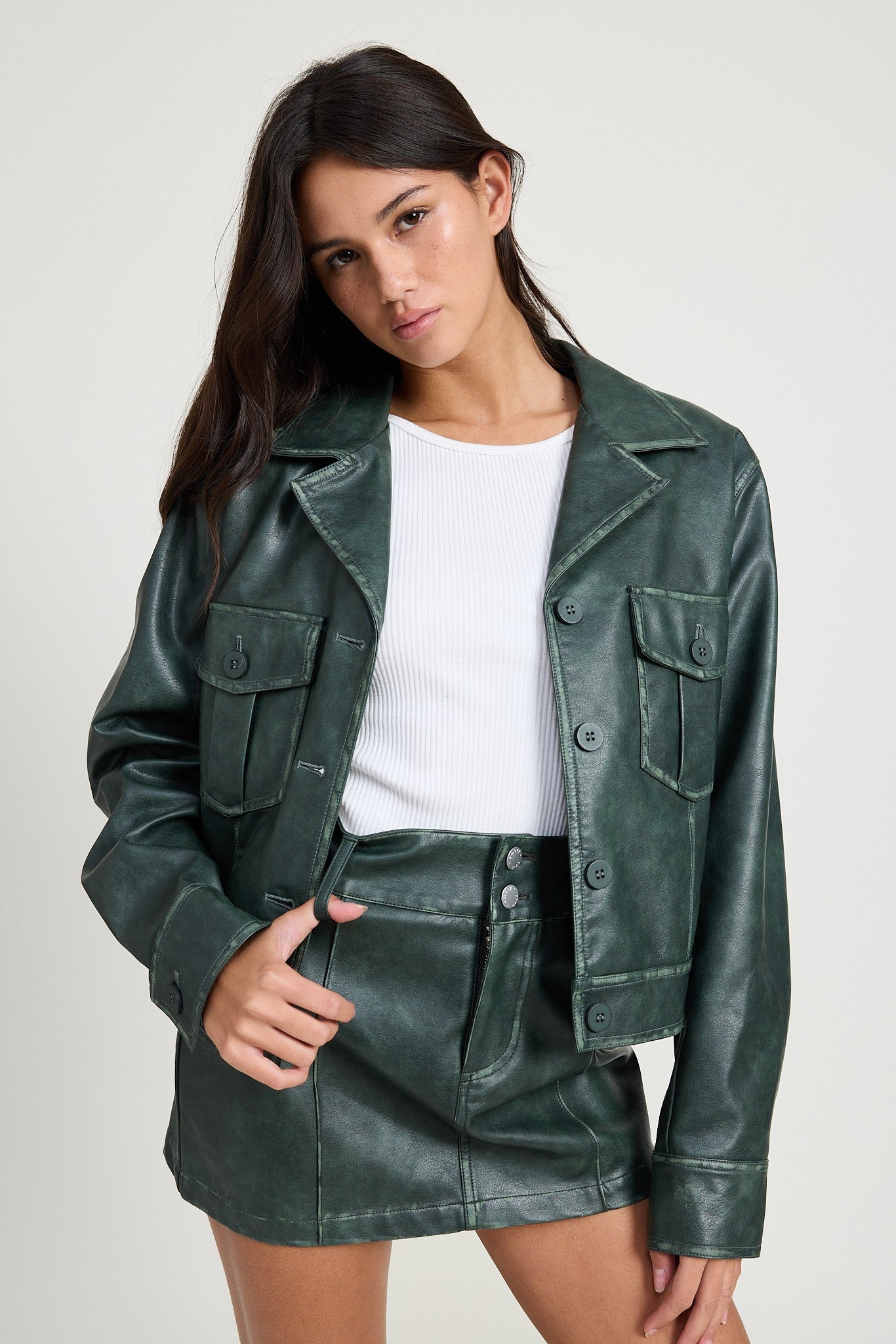 washed faux leather jacket