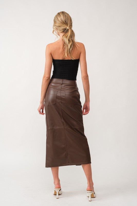 lilliana faux leather maxi skirt