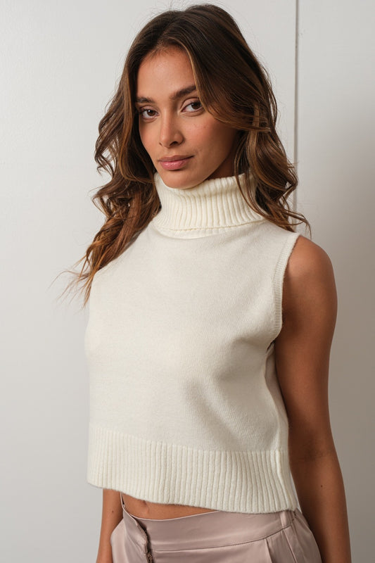 knit mockneck vest