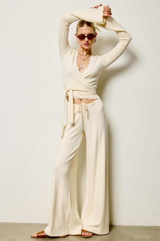 scalloped edge pant set