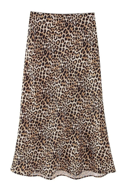 leopard print satin skirt