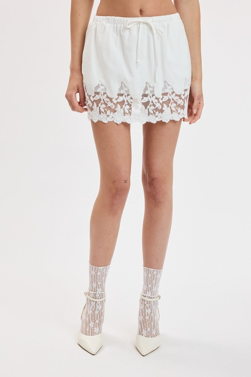 lace hem mini skort