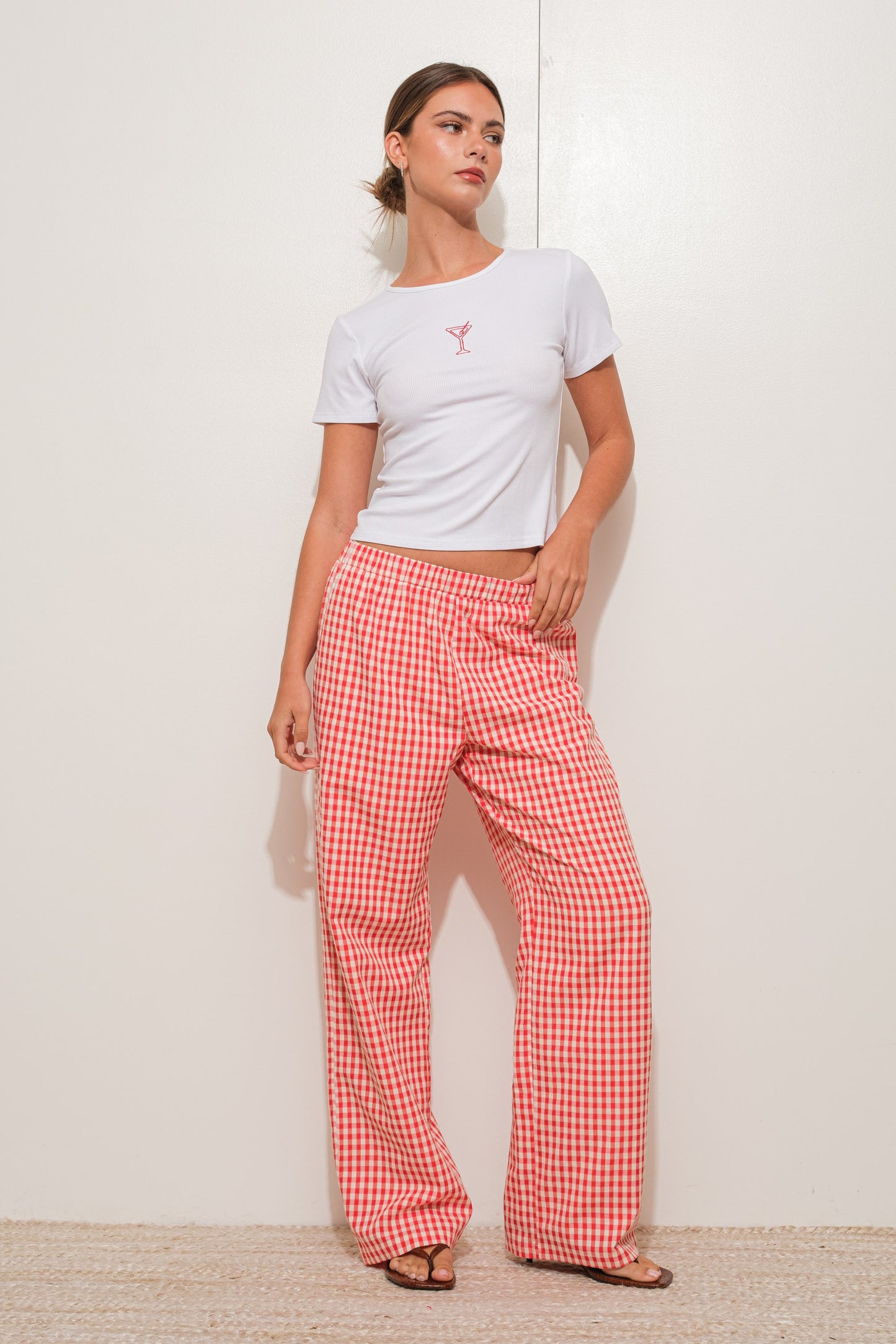 gingham relaxed pants