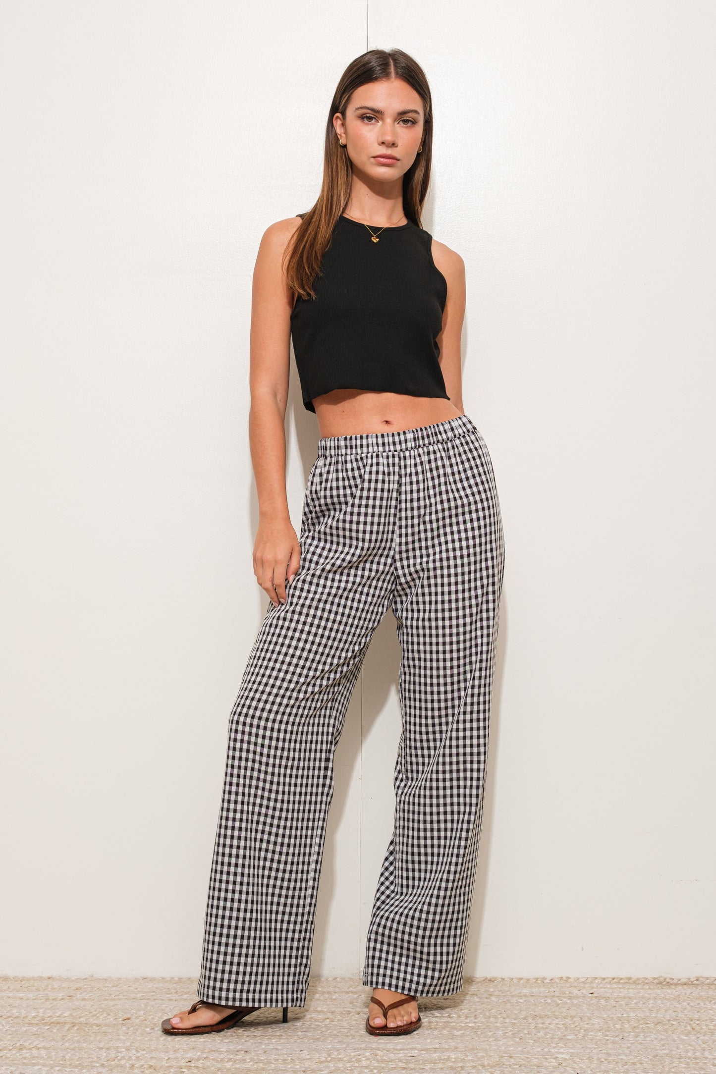 gingham relaxed pants