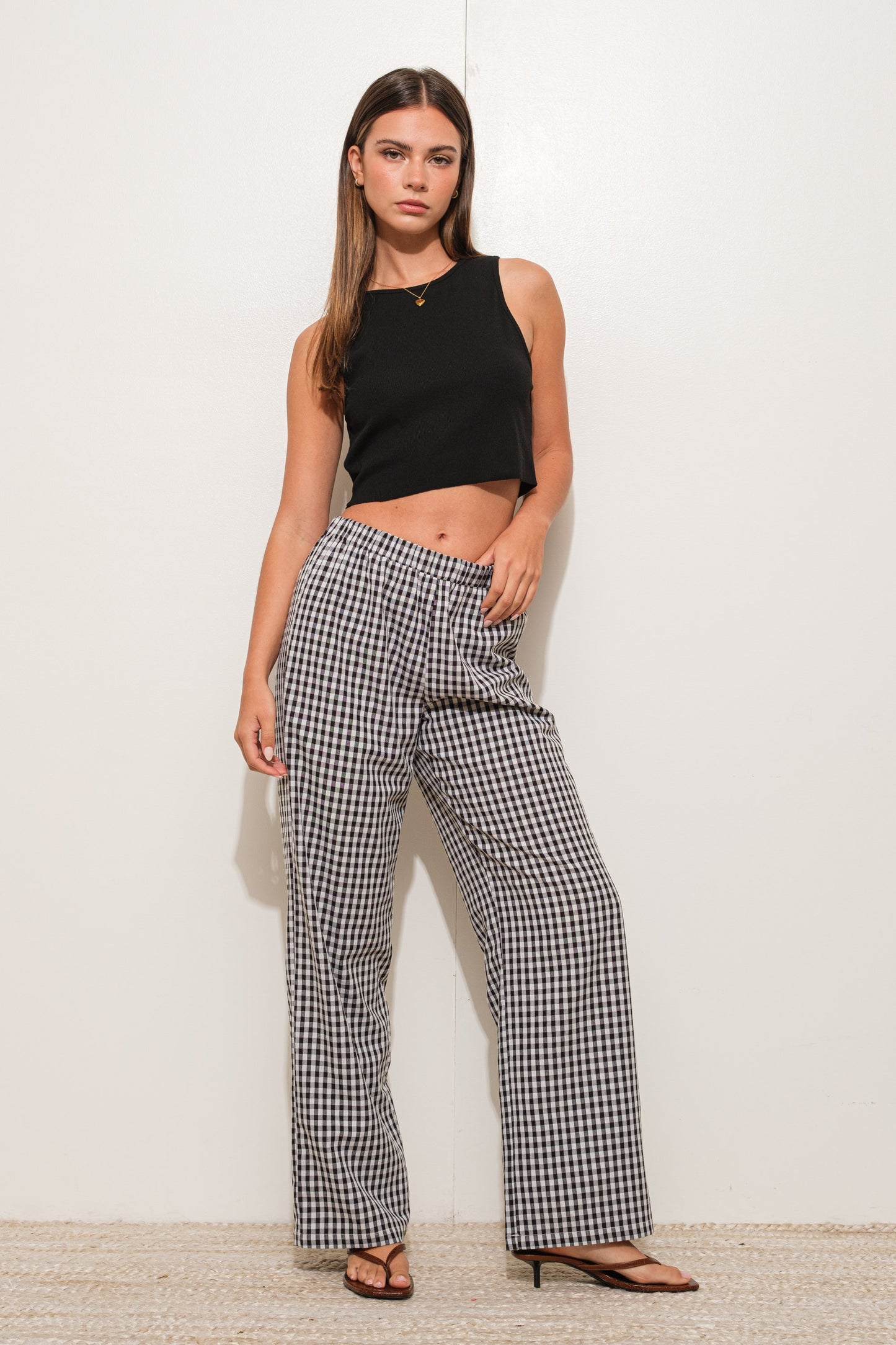 gingham relaxed pants