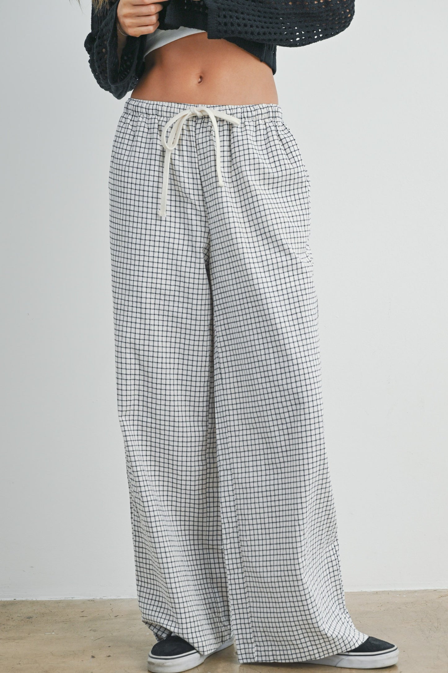 drawstring check pants