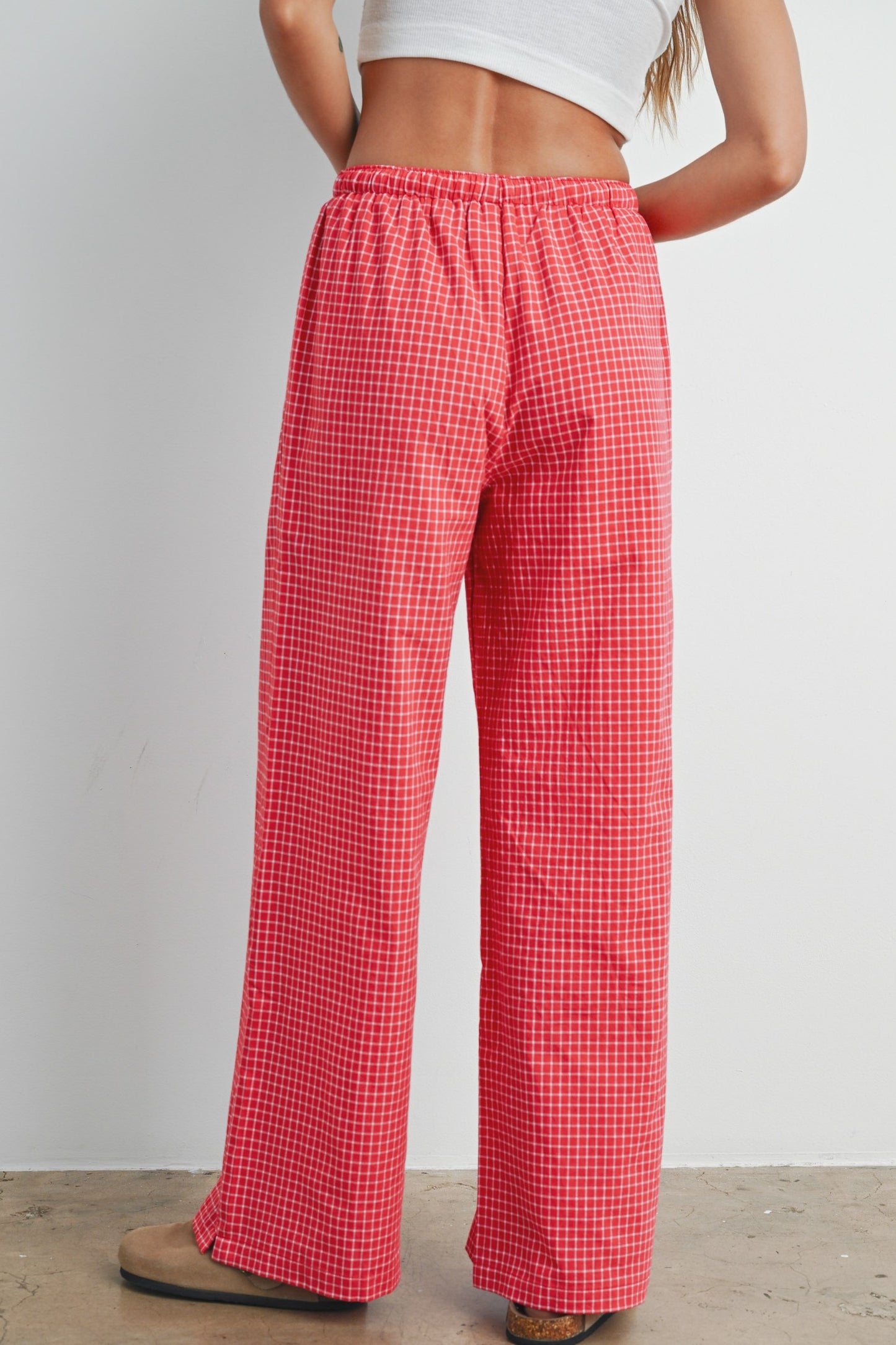 drawstring check pants