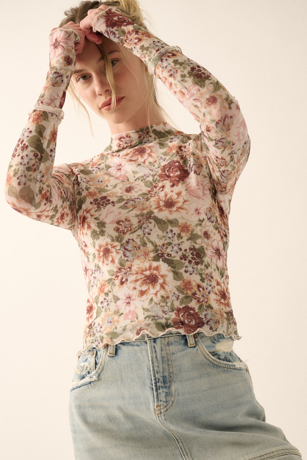 mesh floral top