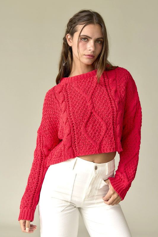 cableknit crop sweater