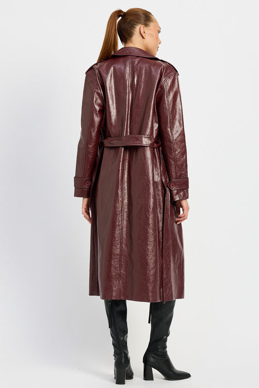 burgundy trench coat